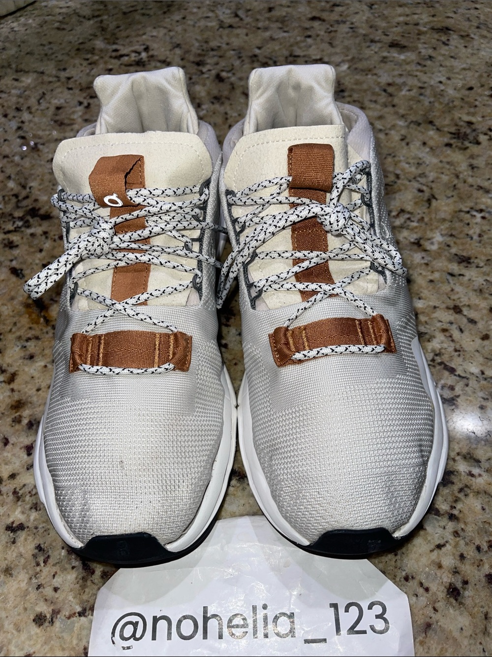 On Cloudnova Running Men's Shoes - Cream with Brown Accents